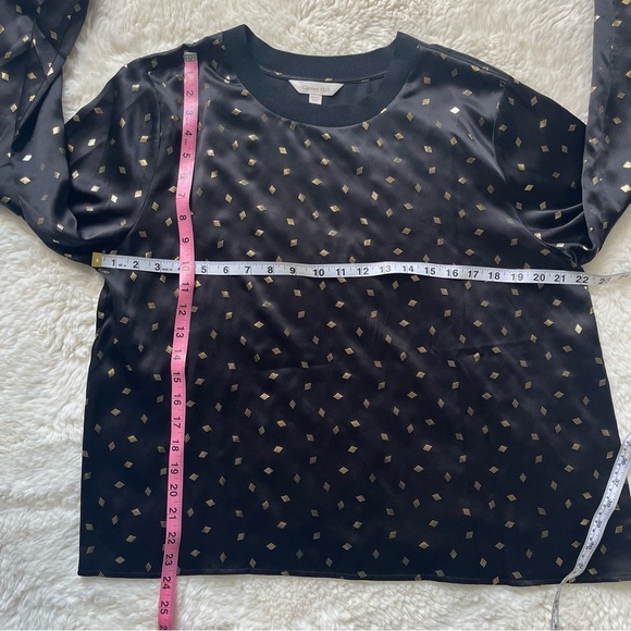 Garnet Hill Black Silk Top With Gold Detail Size L - Picture 4 of 9